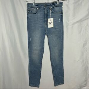 Lovers + Friends Mason High Rise Skinny Distressed Blue Jeans 26